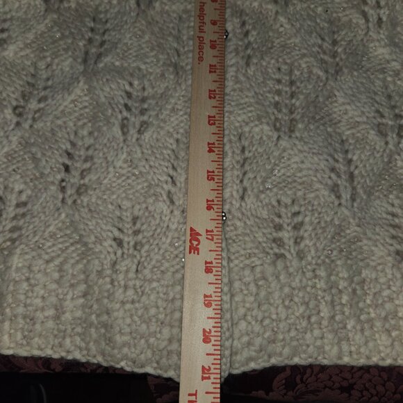 Anthropologie Hand Knit by Dollie Ivory Sequin Wool Knit Cardigan Women Size XL - Picture 8 of 9